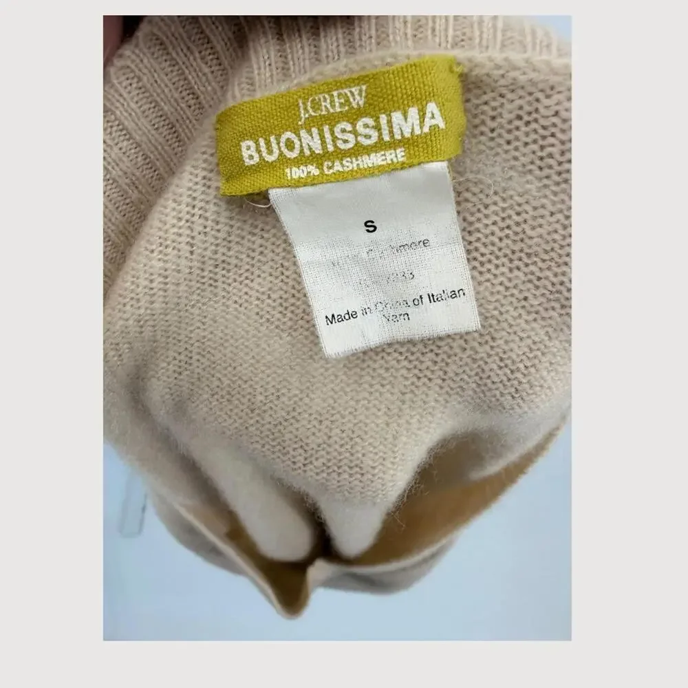 J.Crew Buonissima 100% Cashmere V-Neck Fitted Sweater Cream S
